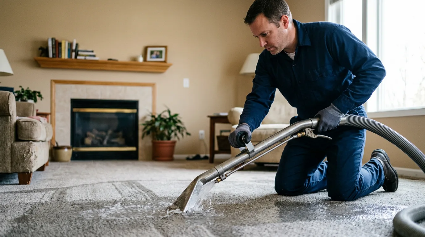 Water damage restoration technician working near Wellsville, PA